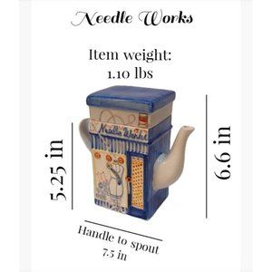 Vintage Needle Works Porcelain Teapot Decorative  22 fl oz Capacity Blue/White